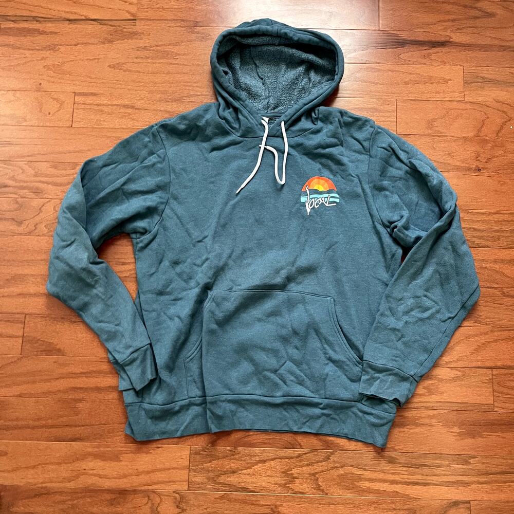 Lake George Local Blue and White Drawstring Hoodie Size Large